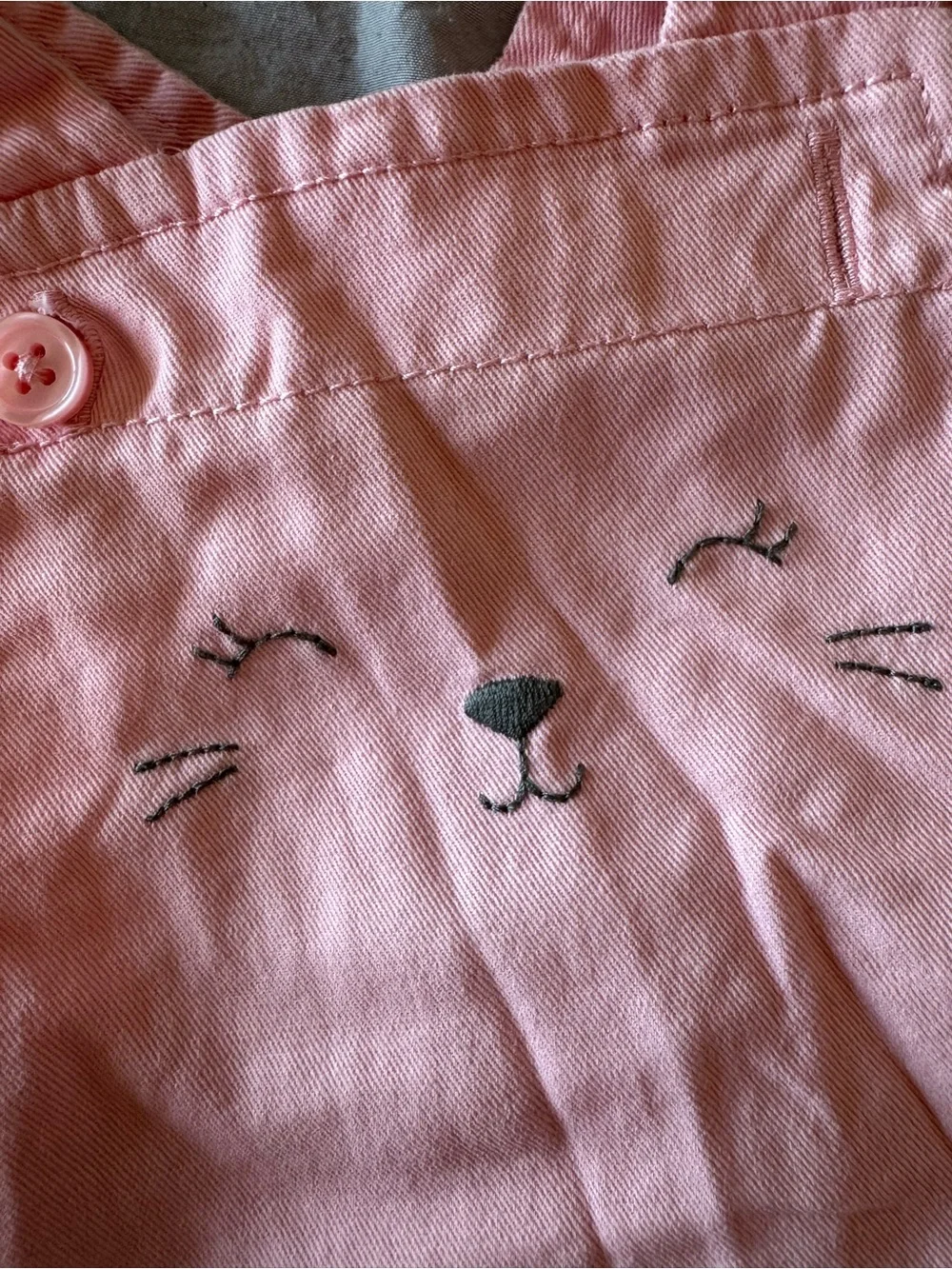Just for You by Carters Pink Baby Girl Overall Dress with Embroidered Cat Face